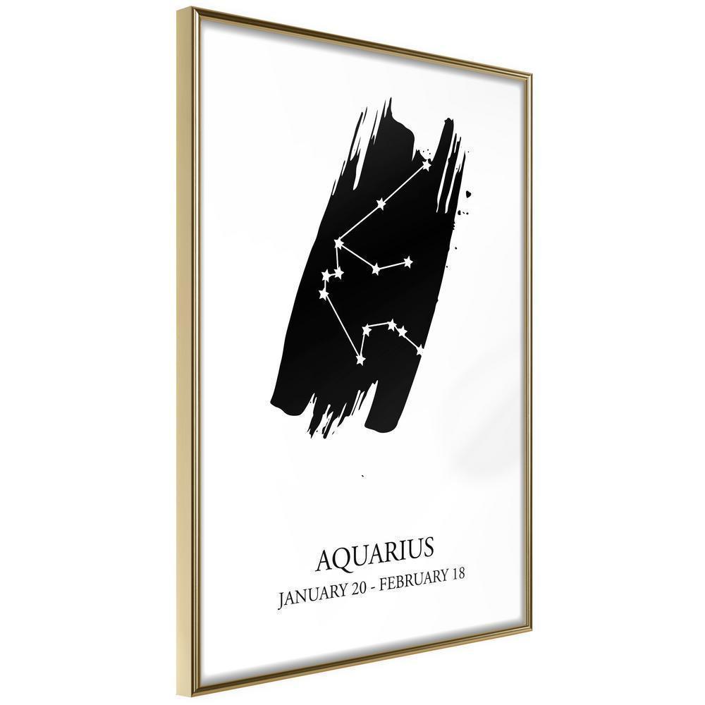 Typography Framed Art Print - Zodiac: Aquarius I-artwork for wall with acrylic glass protection