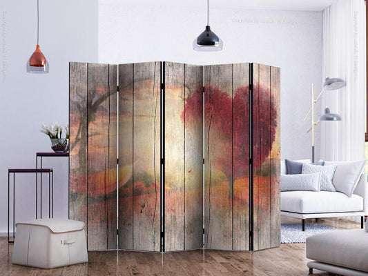 Decorative partition-Room Divider - Autumnal Love II-Folding Screen Wall Panel by ArtfulPrivacy