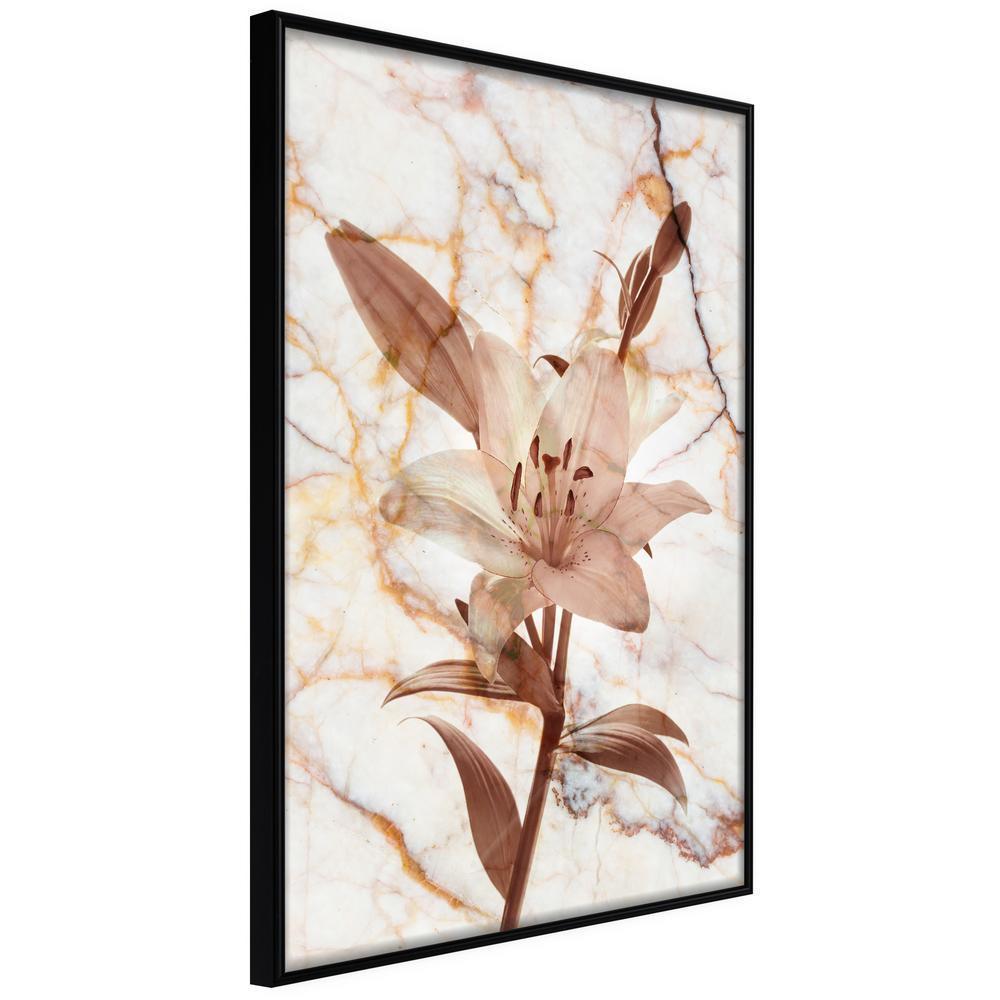 Botanical Wall Art - Lily on Marble Background-artwork for wall with acrylic glass protection