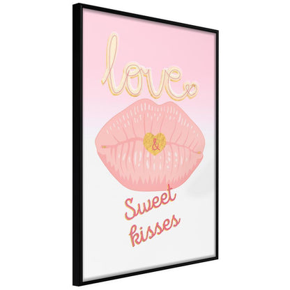 Typography Framed Art Print - Pink Kisses-artwork for wall with acrylic glass protection