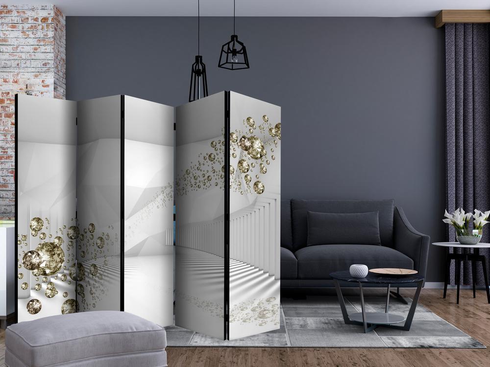 Room Divider - Corridor of Diamonds II- A 5 Panel Folding Screen For Living rooms, bedrooms or home office, decorative folding screen made with wood and canvas