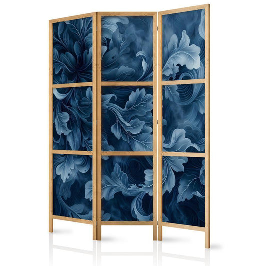 Japanese Room Divider - Abstract Ornaments - Dark Blue Victorian Leaves