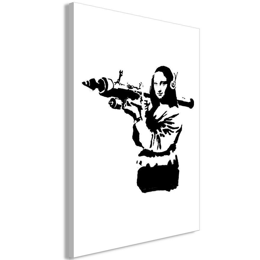 Canvas Print - Banksy Mona Lisa with Rocket Launcher (1 Part) Vertical-ArtfulPrivacy-Wall Art Collection