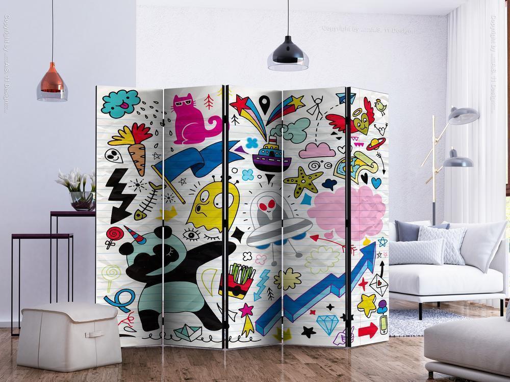 Decorative partition-Room Divider - Energetic Panda II-Folding Screen Wall Panel by ArtfulPrivacy