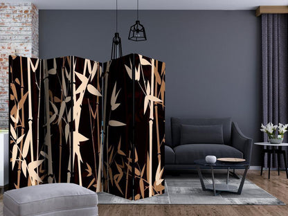 Room Divider - Bamboos II- A 5 Panel Folding Screen For Living rooms, bedrooms or home office, decorative folding screen made with wood and canvas