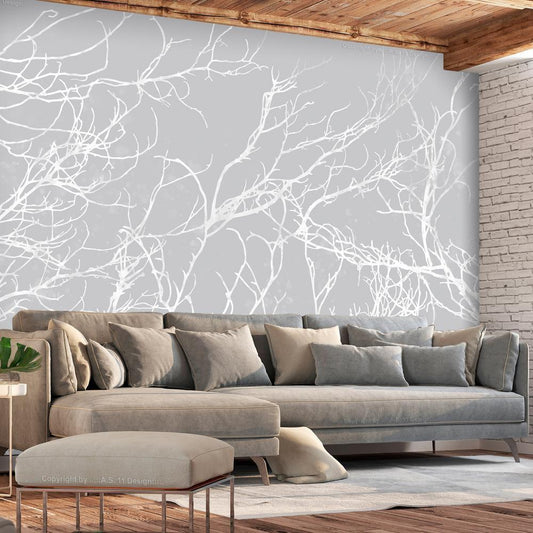 Wall Mural - White Trees-Wall Murals-ArtfulPrivacy
