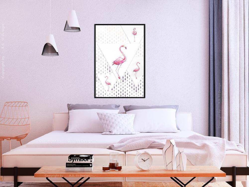 Nursery Room Wall Frame - Flamingos and Triangles-artwork for wall with acrylic glass protection