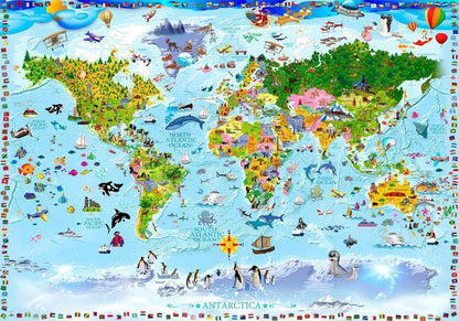 Wall Mural - World Map for Kids-Wall Murals-ArtfulPrivacy