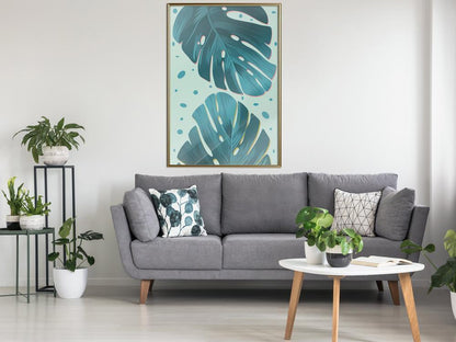 Botanical Wall Art - Pastel Monstera Leaves-artwork for wall with acrylic glass protection