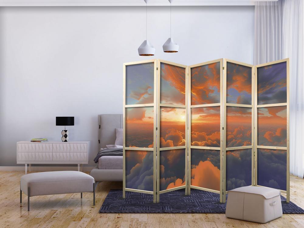 Japanese Room Divider - When Dawn Tickles the Clouds: A Spectacle of Colors on the Morning Sky