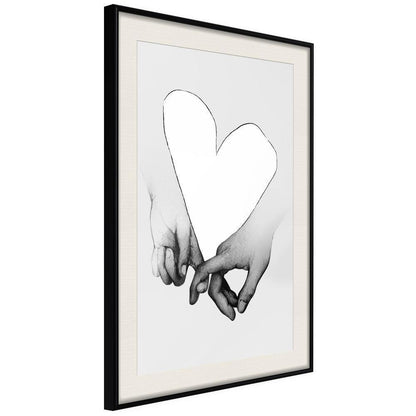 Black and White Framed Poster - Couple In Love-artwork for wall with acrylic glass protection