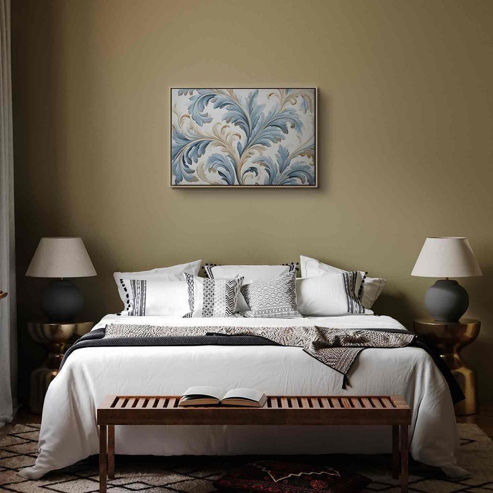 Canvas Print - Baroque Ornaments in Light Cream-Blue Hues