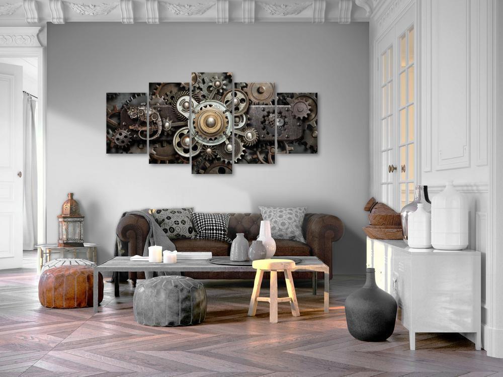 Canvas Print - Old Mechanism (5 Parts) Wide-ArtfulPrivacy-Wall Art Collection