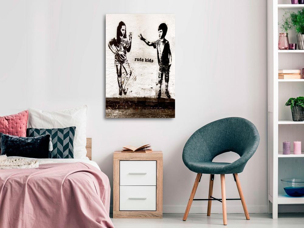 Canvas Print - Rude Kids (1 Part) Vertical-ArtfulPrivacy-Wall Art Collection