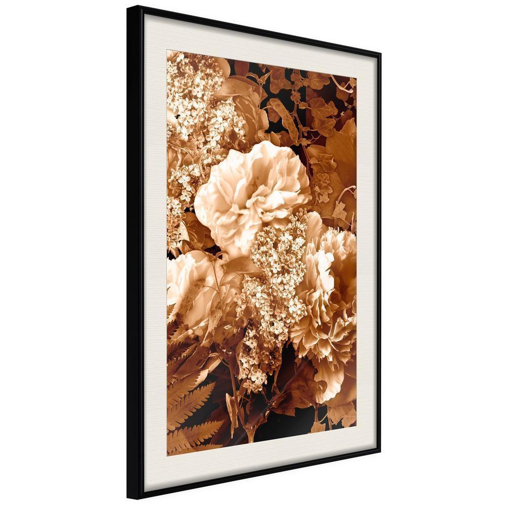 Autumn Framed Poster - Bouquet in Sepia-artwork for wall with acrylic glass protection