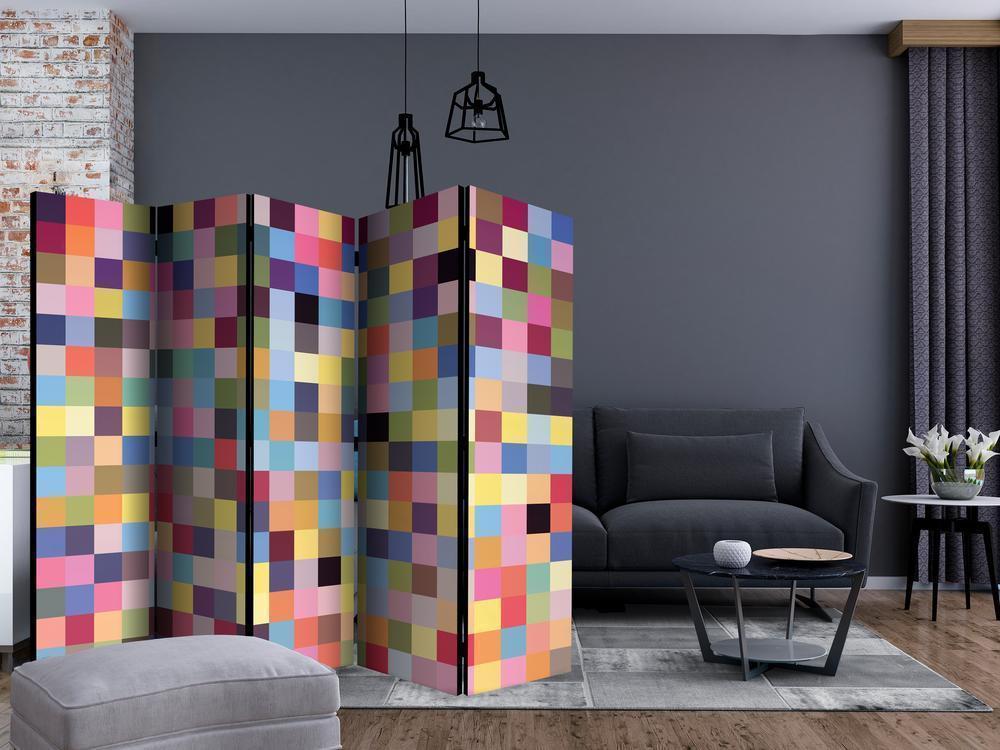 Room Divider - Full range of colors II- A 5 Panel Folding Screen For Living rooms, bedrooms or home office, decorative folding screen made with wood and canvas