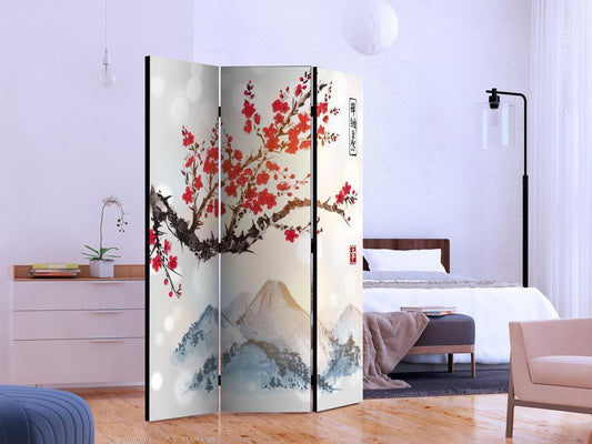 Decorative partition-Room Divider - Mount Fuji-Folding Screen Wall Panel by ArtfulPrivacy