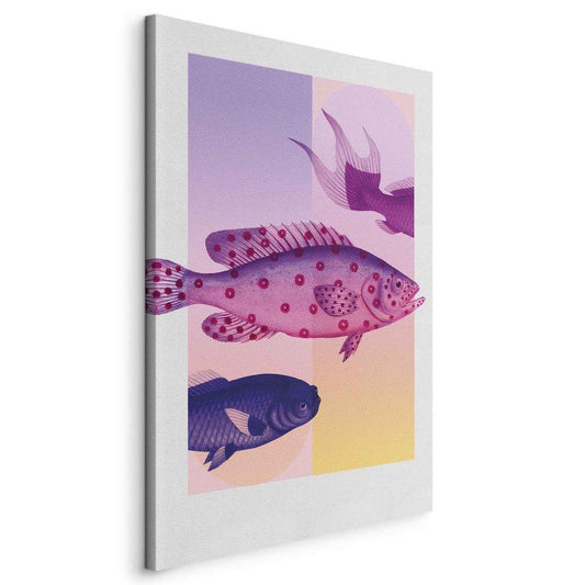 Canvas Print - Fish in Pastels - Stylized Fish Against Gradient Shapes