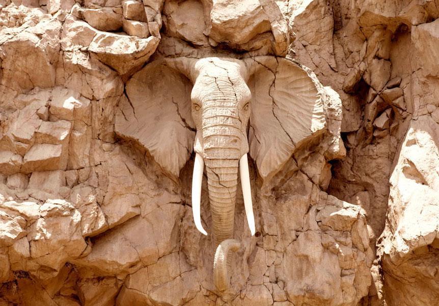 Wall Mural - Stone Elephant (South Africa)-Wall Murals-ArtfulPrivacy