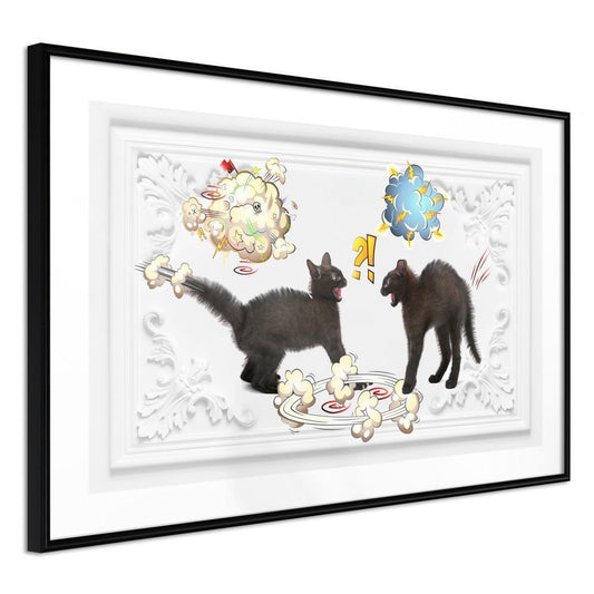 Frame Wall Art - Cat Fight-artwork for wall with acrylic glass protection