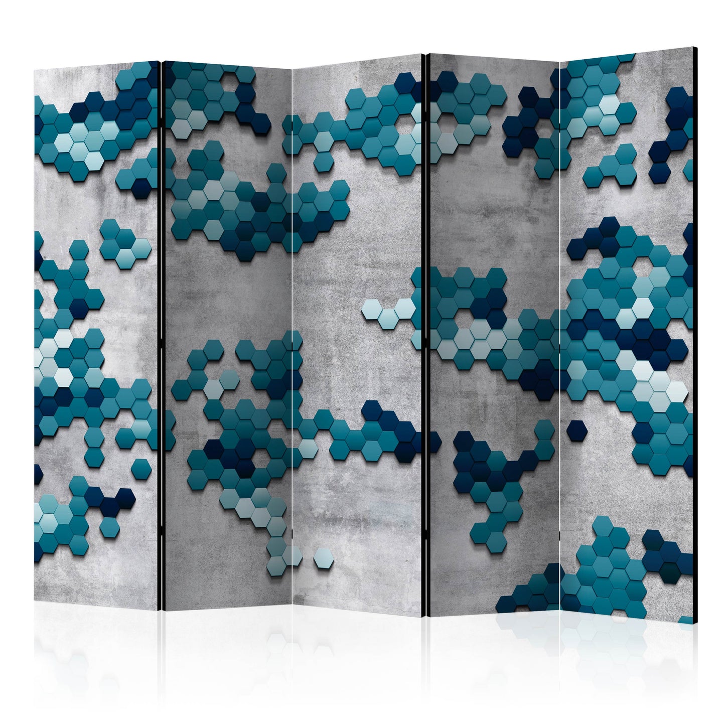 Room Divider - Sea puzzle II- A 5 Panel Folding Screen For Living rooms, bedrooms or home office, decorative folding screen made with wood and canvas