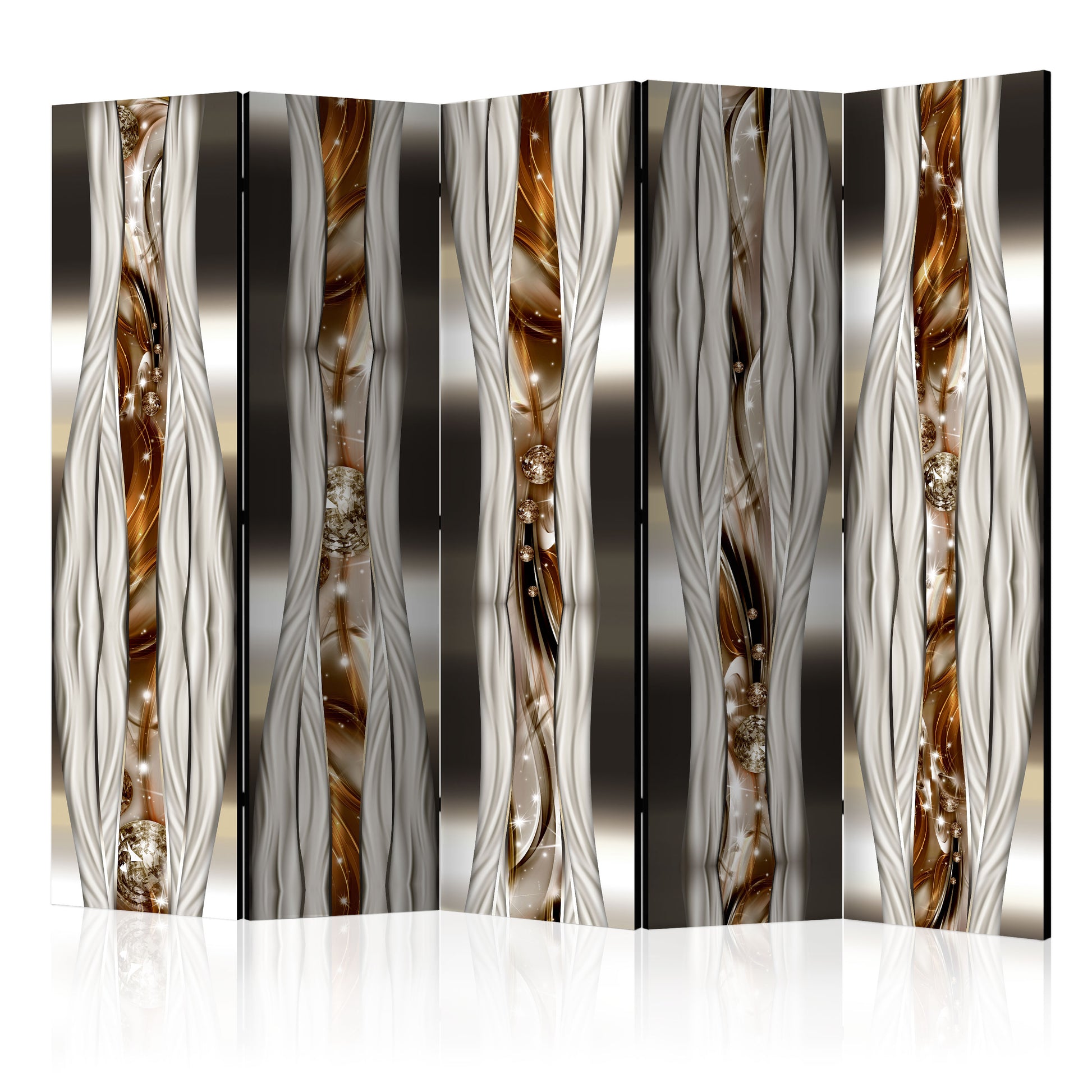 Room Divider - Artistic Expression II- A 5 Panel Folding Screen For Living rooms, bedrooms or home office, decorative folding screen made with wood and canvas