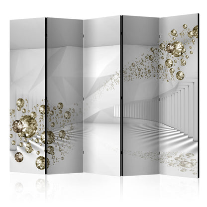 Room Divider - Corridor of Diamonds II- A 5 Panel Folding Screen For Living rooms, bedrooms or home office, decorative folding screen made with wood and canvas