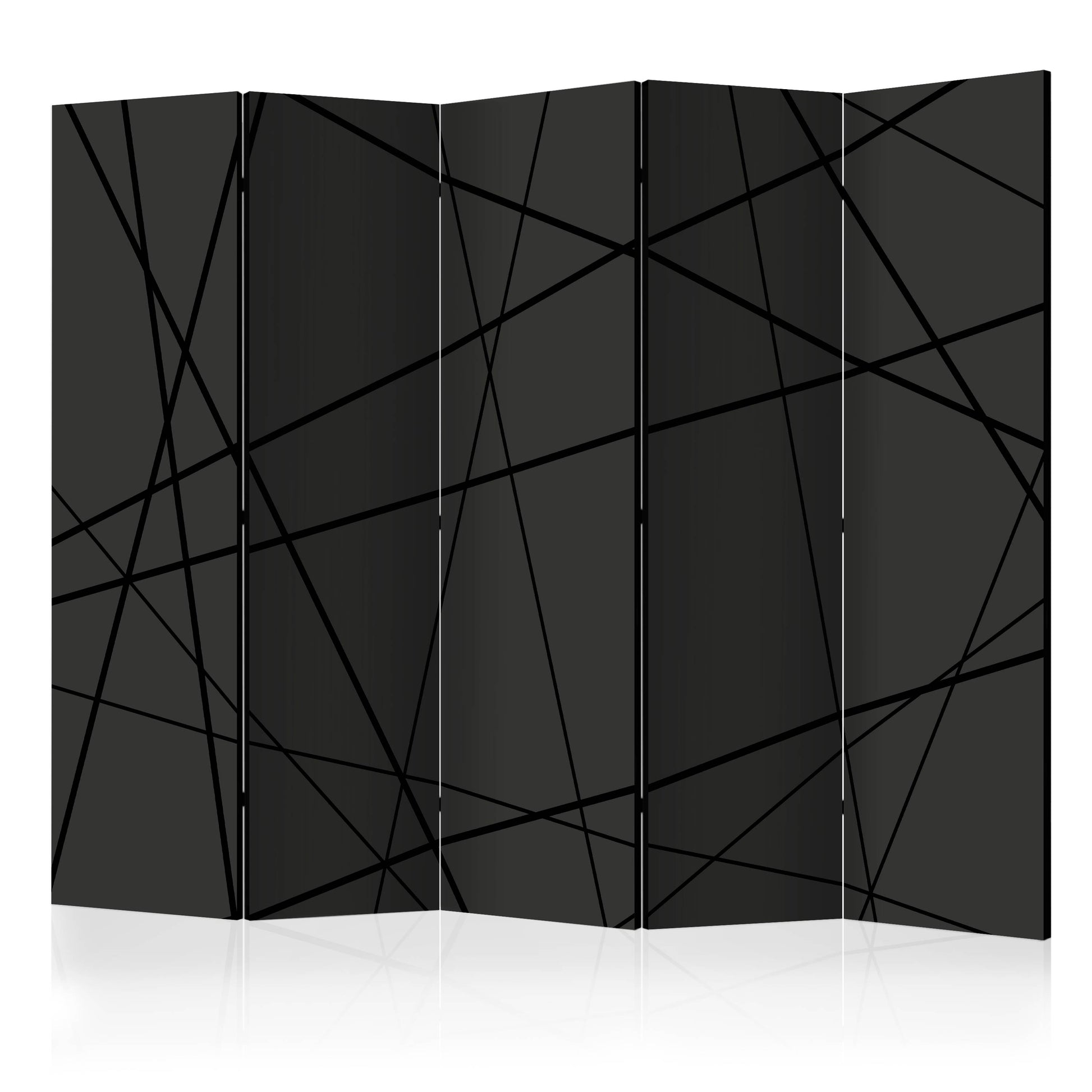 Room Divider - Dark Intersection II- A 5 Panel Folding Screen For Living rooms, bedrooms or home office, decorative folding screen made with wood and canvas