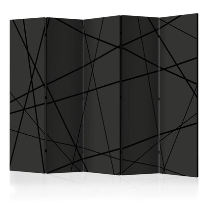 Room Divider - Dark Intersection II- A 5 Panel Folding Screen For Living rooms, bedrooms or home office, decorative folding screen made with wood and canvas