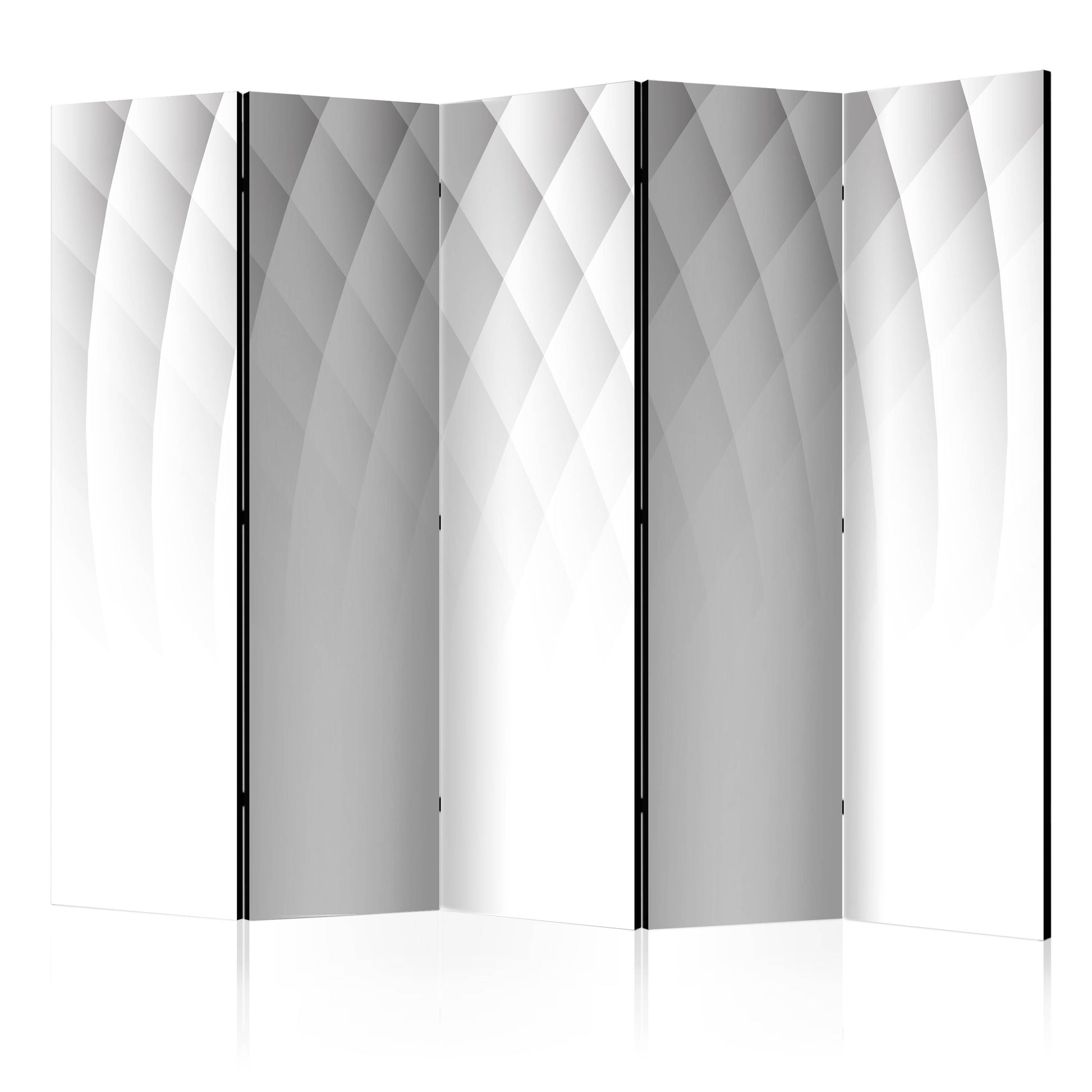 Room Divider - Structure of Light II- A 5 Panel Folding Screen For Living rooms, bedrooms or home office, decorative folding screen made with wood and canvas