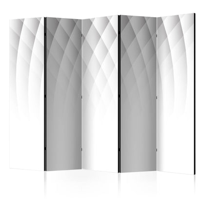 Room Divider - Structure of Light II- A 5 Panel Folding Screen For Living rooms, bedrooms or home office, decorative folding screen made with wood and canvas