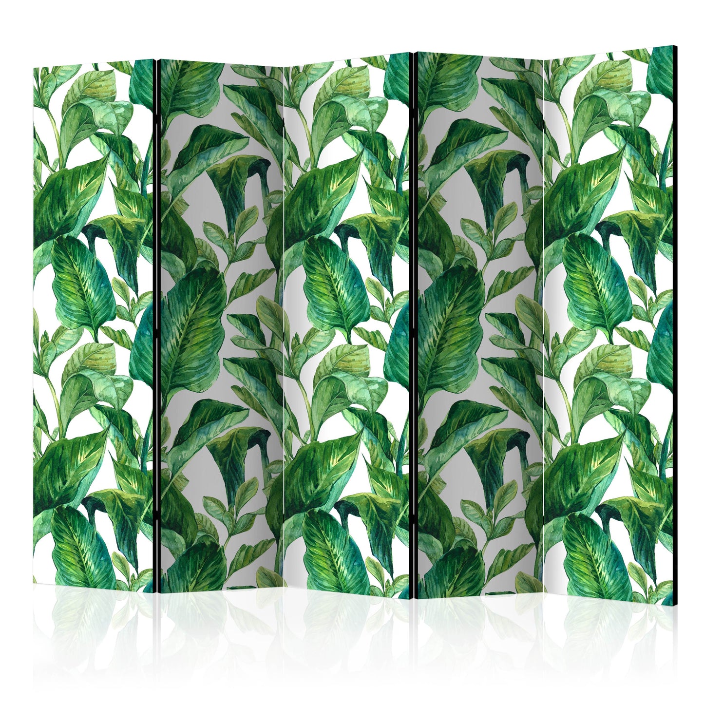 Room Divider - Tropical Paradise II- A 5 Panel Folding Screen For Living rooms, bedrooms or home office, decorative folding screen made with wood and canvas