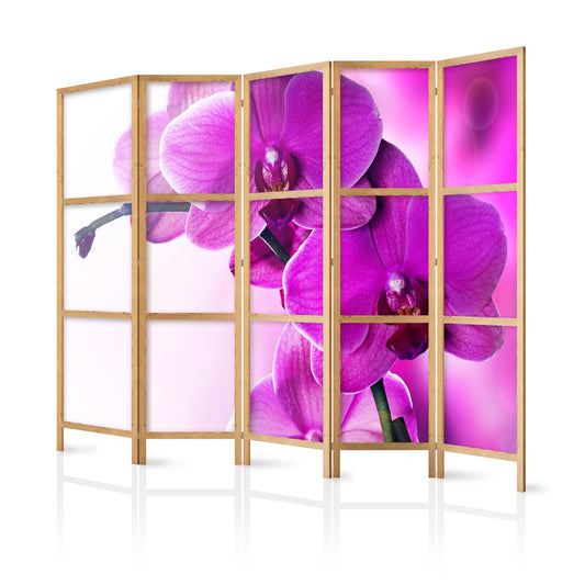 Shoji room Divider - Japanese Room Divider - Violet Orchids II - ArtfulPrivacy