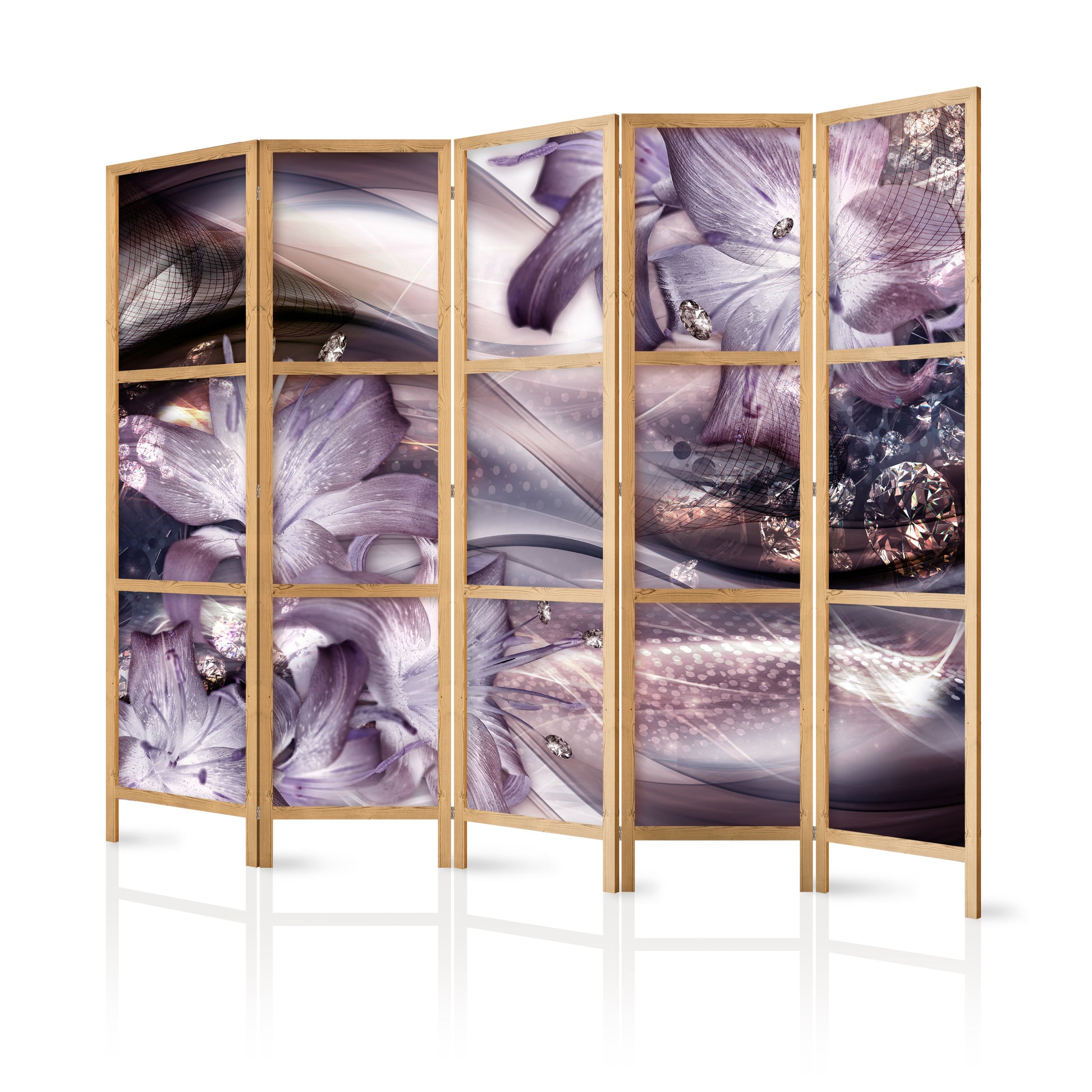 Shoji room Divider - Japanese Room Divider - Lilies on a Wave - ArtfulPrivacy