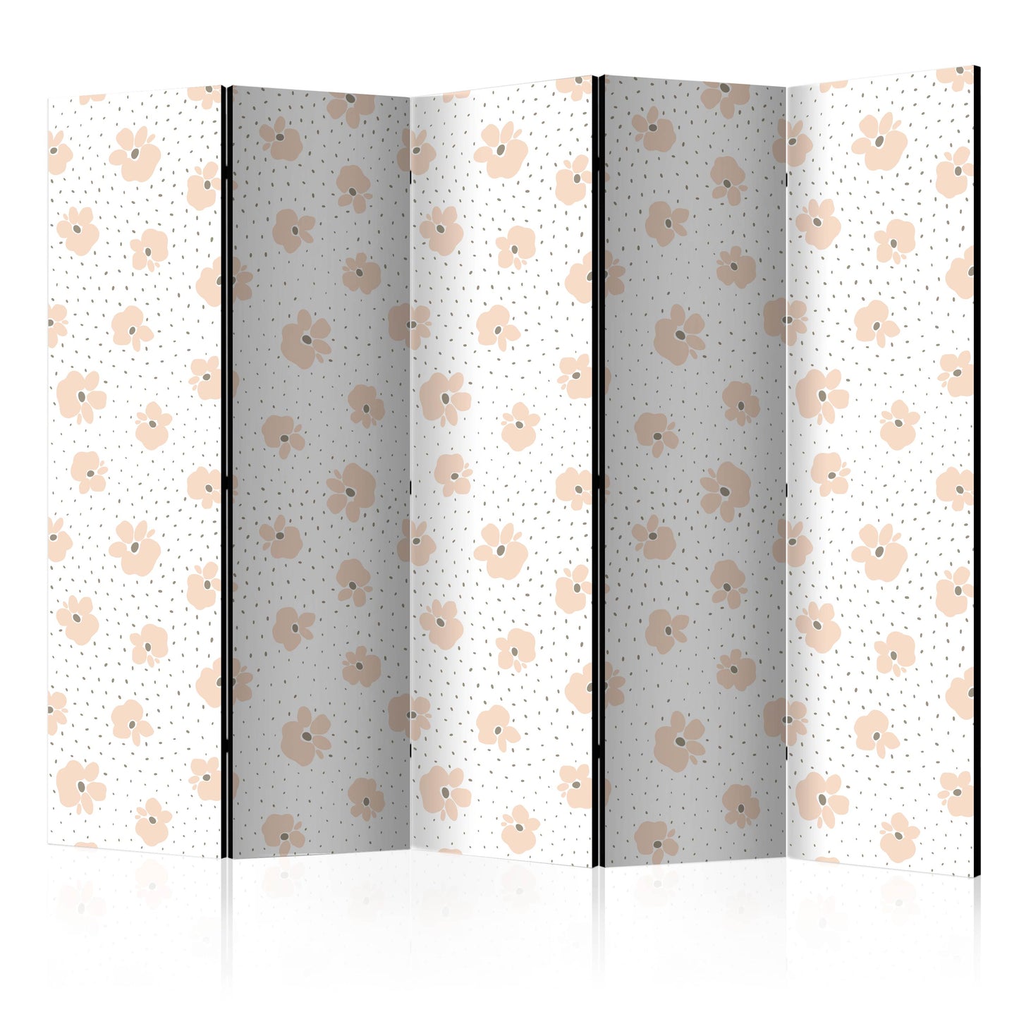 Room Divider - Children Flowers II- A 5 Panel Folding Screen For Living rooms, bedrooms or home office, decorative folding screen made with wood and canvas