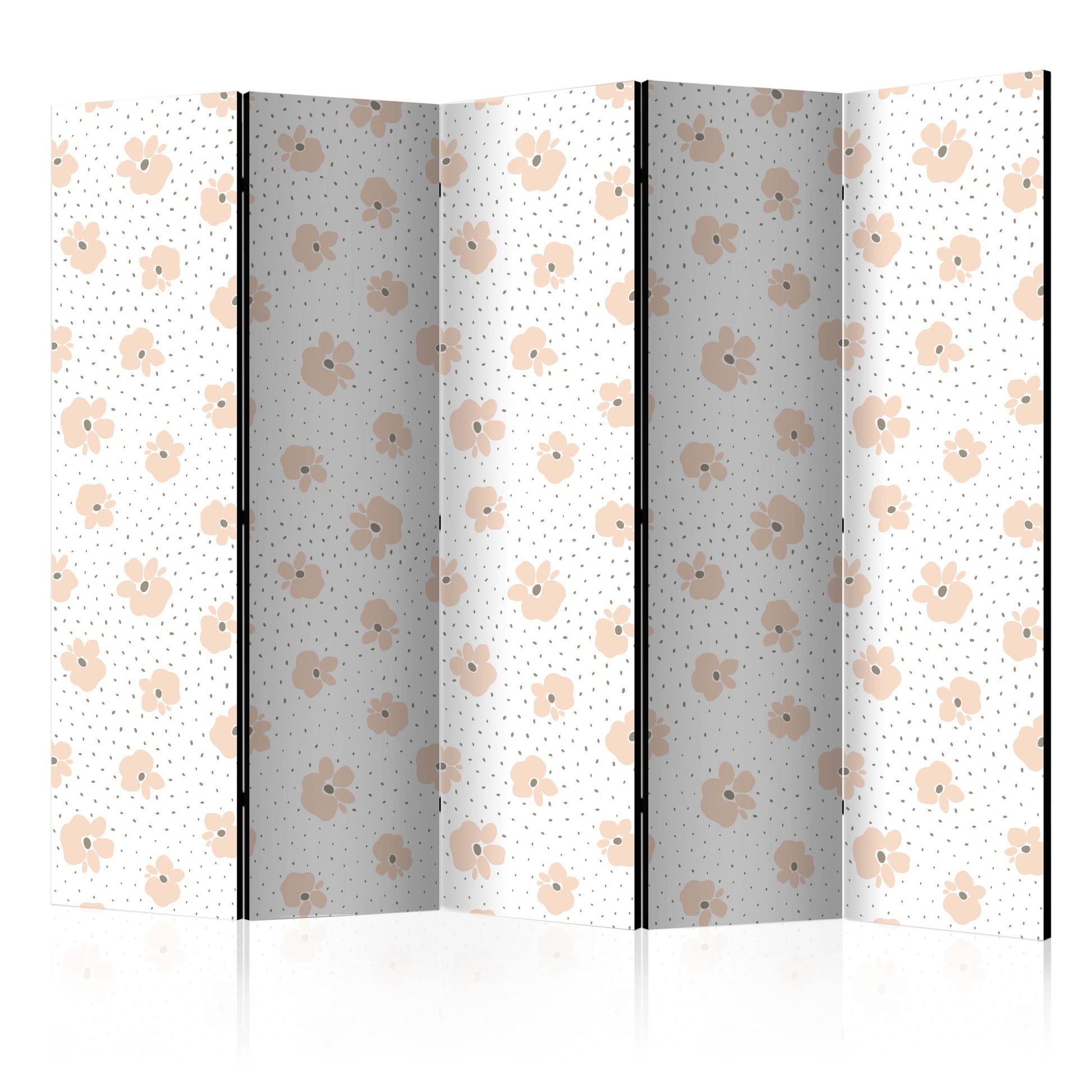 Room Divider - Children Flowers II- A 5 Panel Folding Screen For Living rooms, bedrooms or home office, decorative folding screen made with wood and canvas