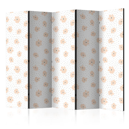 Room Divider - Children Flowers II- A 5 Panel Folding Screen For Living rooms, bedrooms or home office, decorative folding screen made with wood and canvas