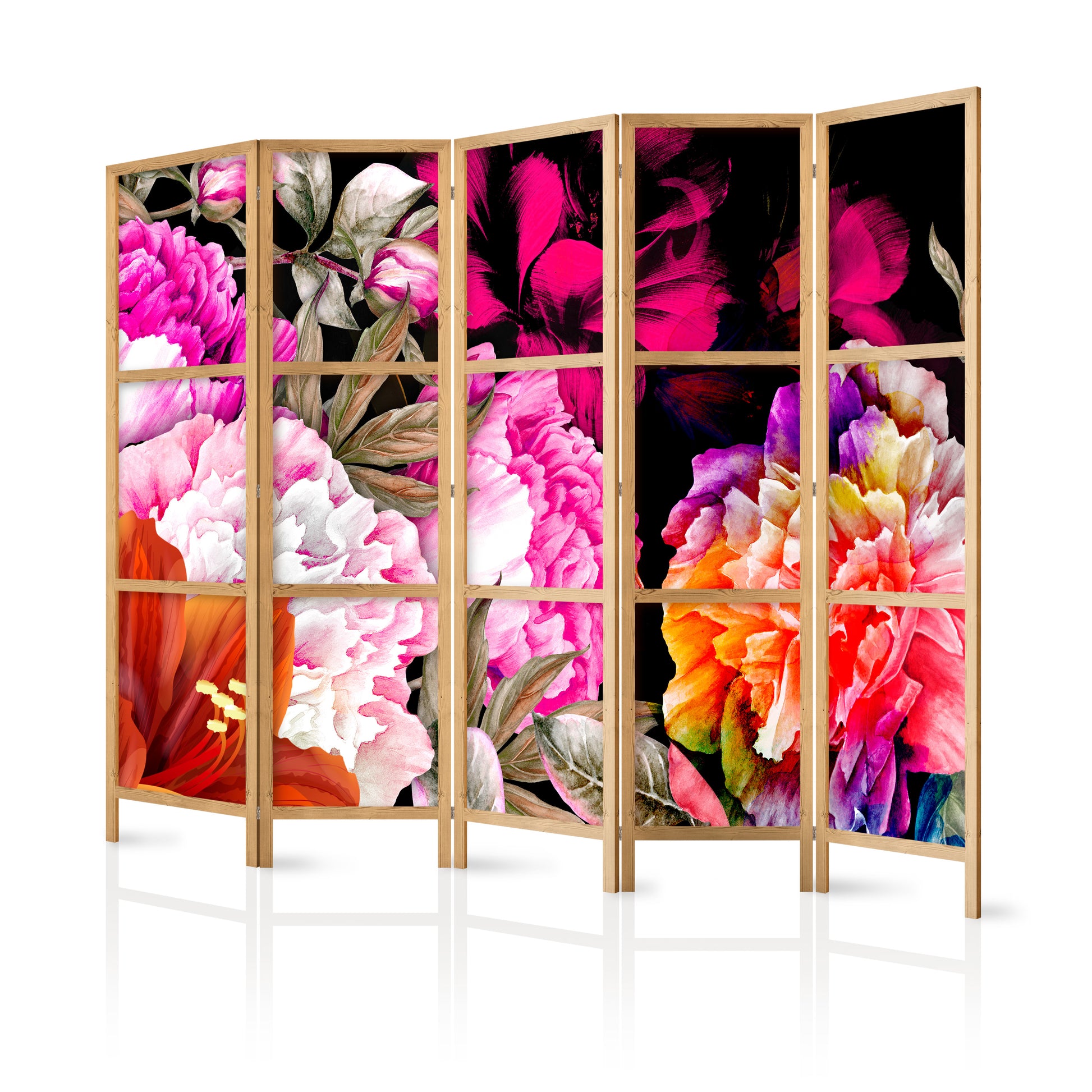 Shoji room Divider - Japanese Room Divider - Floral Abundance II - ArtfulPrivacy