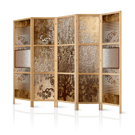 Shoji room Divider - Japanese Room Divider - Golden Flourishes II - ArtfulPrivacy