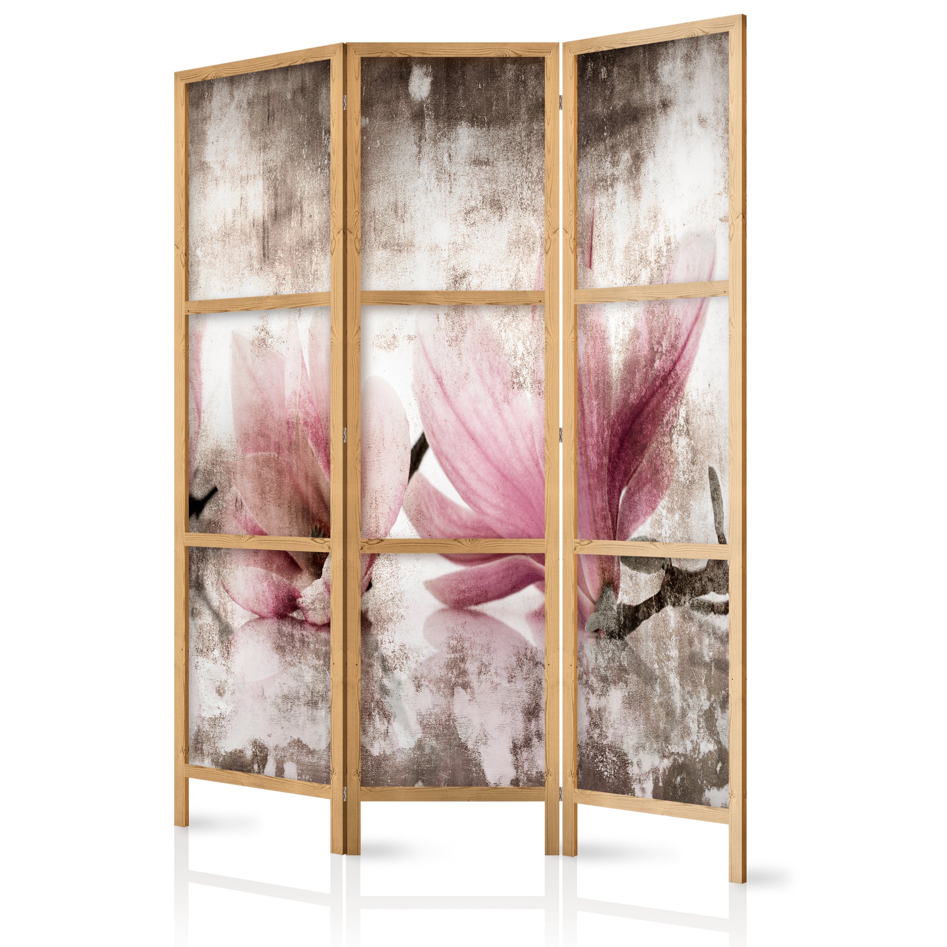 Shoji room Divider - Japanese Room Divider - Retro Magnolias I - ArtfulPrivacy