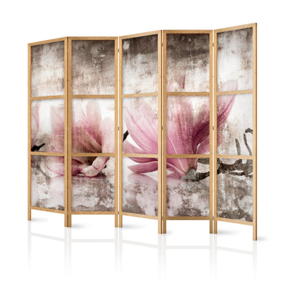 Shoji room Divider - Japanese Room Divider - Retro Magnolias II - ArtfulPrivacy