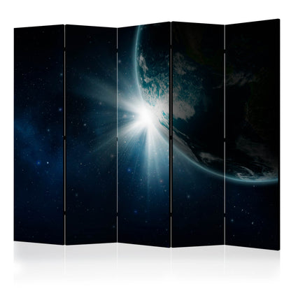 Room Divider - Earth II- A 5 Panel Folding Screen For Living rooms, bedrooms or home office, decorative folding screen made with wood and canvas