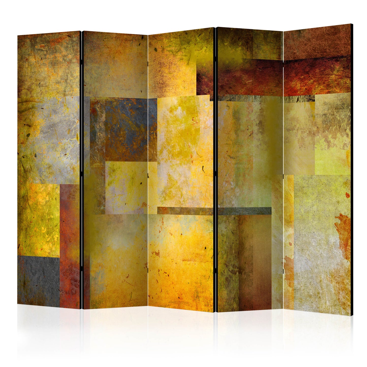 Room Divider - Orange Hue of Art Expression II- A 5 Panel Folding Screen For Living rooms, bedrooms or home office, decorative folding screen made with wood and canvas