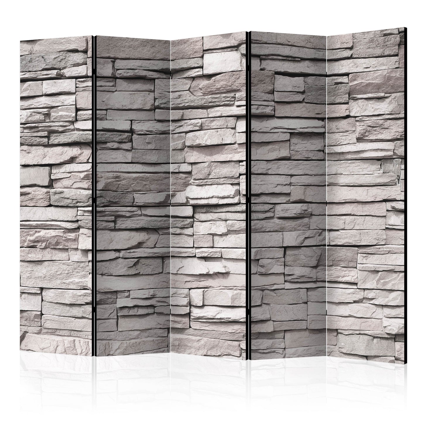 Room Divider - Stony Elegance II- A 5 Panel Folding Screen For Living rooms, bedrooms or home office, decorative folding screen made with wood and canvas