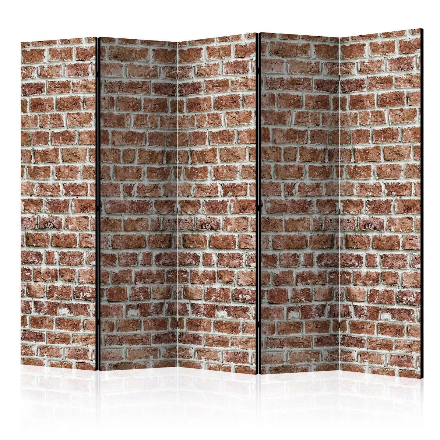 Room Divider - Brick Space II- A 5 Panel Folding Screen For Living rooms, bedrooms or home office, decorative folding screen made with wood and canvas