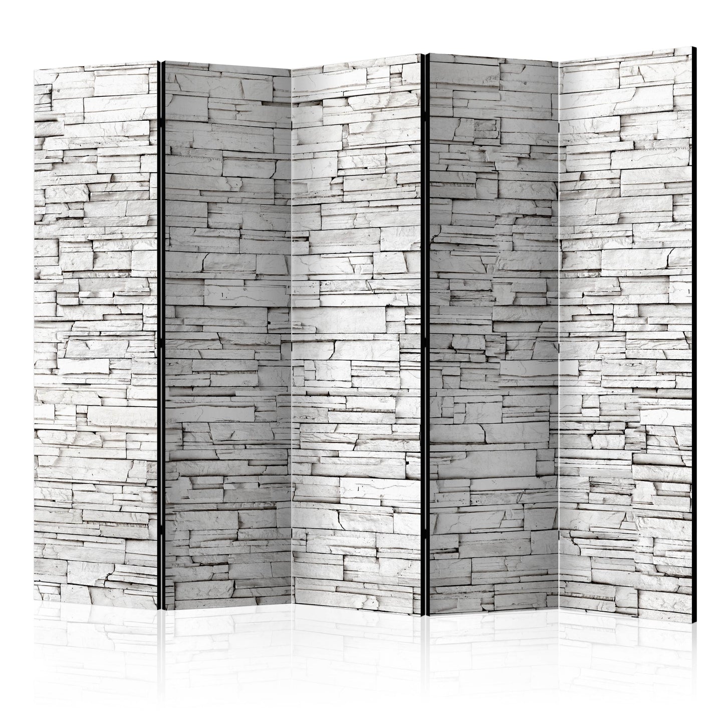 Room Divider - White Spell II- A 5 Panel Folding Screen For Living rooms, bedrooms or home office, decorative folding screen made with wood and canvas