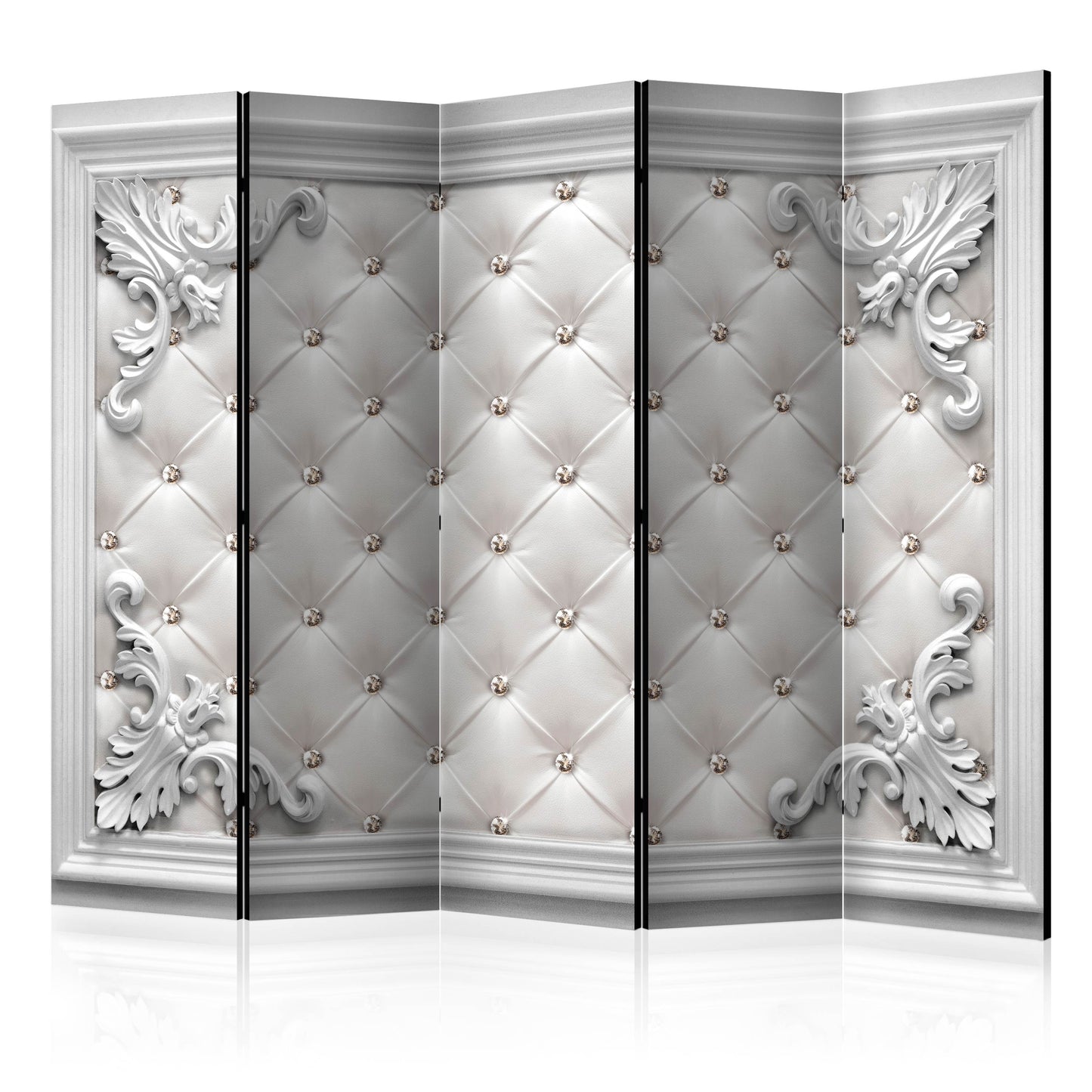 Room Divider - Quilted Leather II- A 5 Panel Folding Screen For Living rooms, bedrooms or home office, decorative folding screen made with wood and canvas