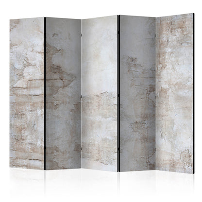 Room Divider - Stony Story II- A 5 Panel Folding Screen For Living rooms, bedrooms or home office, decorative folding screen made with wood and canvas