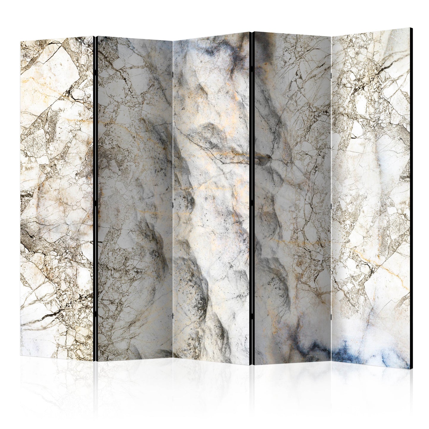 Room Divider - Marble Mystery II- A 5 Panel Folding Screen For Living rooms, bedrooms or home office, decorative folding screen made with wood and canvas