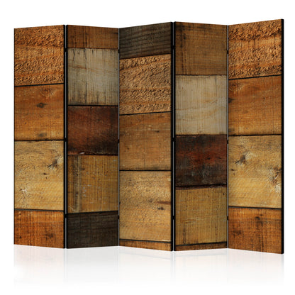 Room Divider - Wooden Textures II- A 5 Panel Folding Screen For Living rooms, bedrooms or home office, decorative folding screen made with wood and canvas